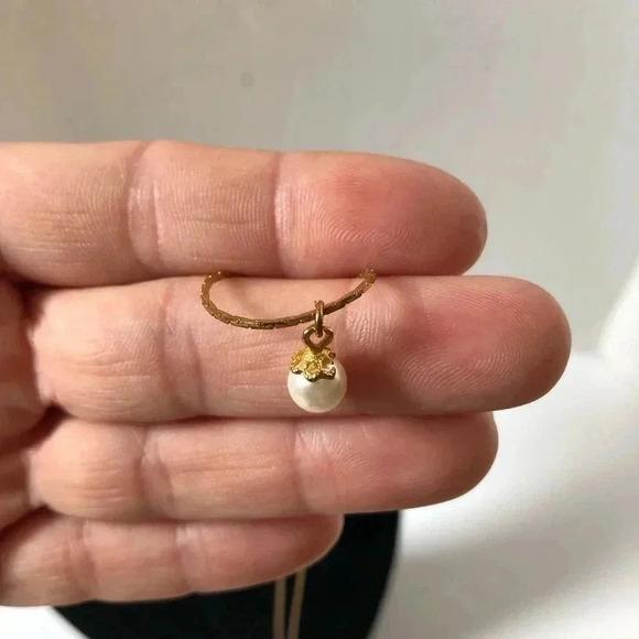 Vtg Goldtone Chain with Single Pearl Pendant - Picture 5 of 7